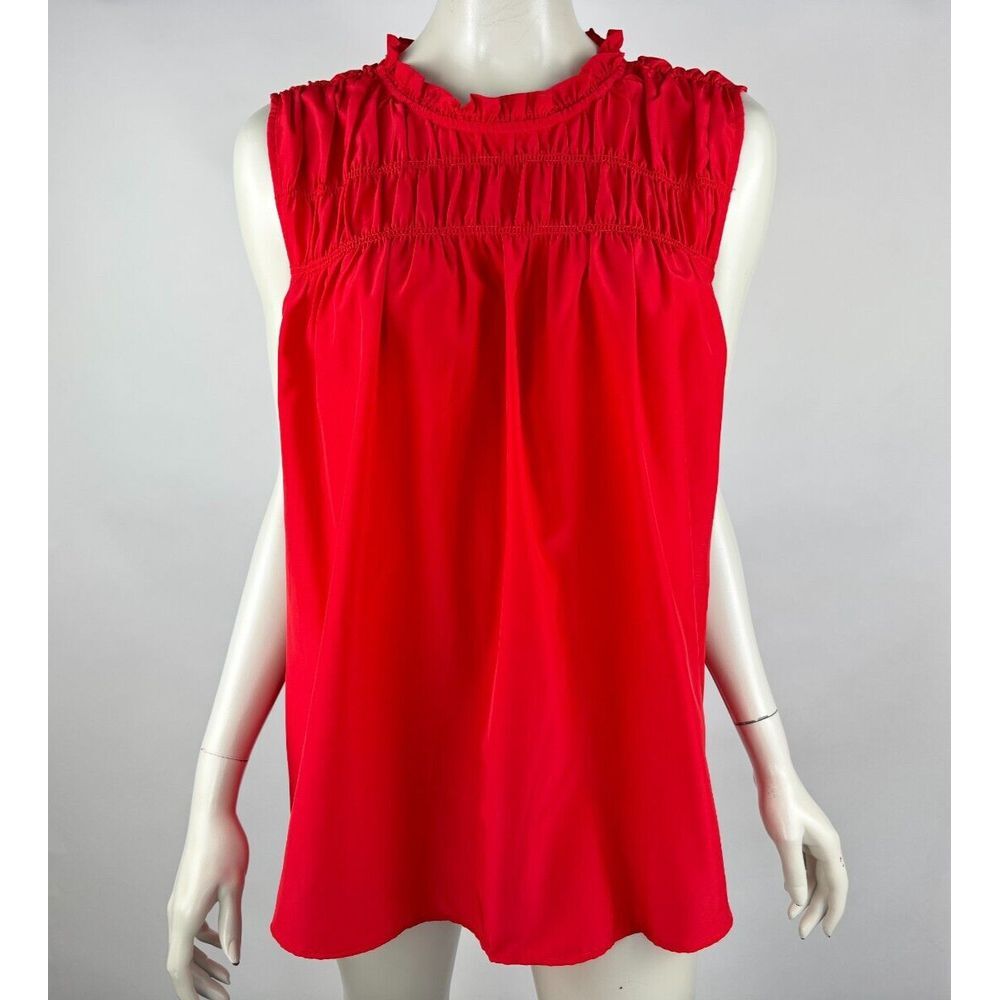 Joie Sleeveless Ruffle Tank Top Women XXL NWT Washable Pullover‎ Tunic Red